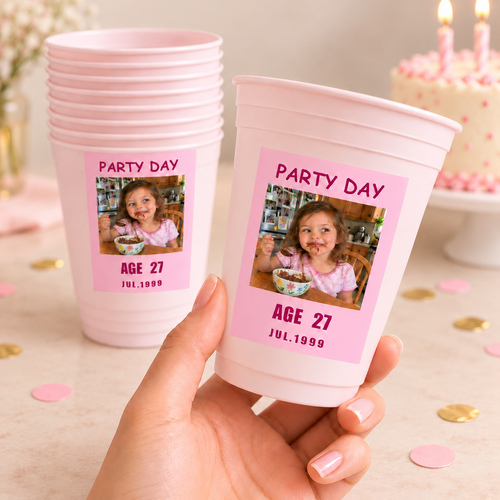 Birthday Photo Cup Stickers