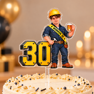 Worker Birthday Photo Cake Topper