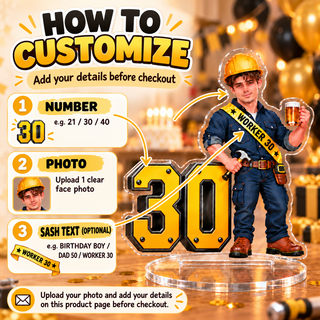 Worker Birthday Photo Cake Topper