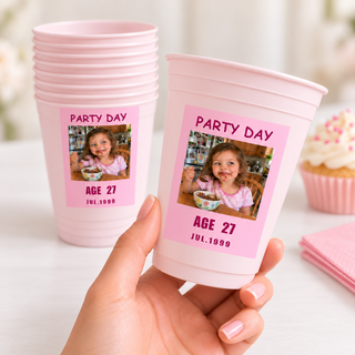 Birthday Photo Cup Stickers