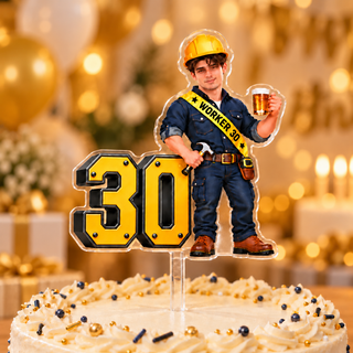 Worker Birthday Photo Cake Topper