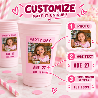 Birthday Photo Cup Stickers