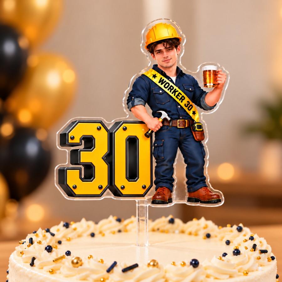 Worker Birthday Photo Cake Topper