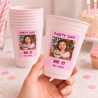 Birthday Photo Cup Stickers